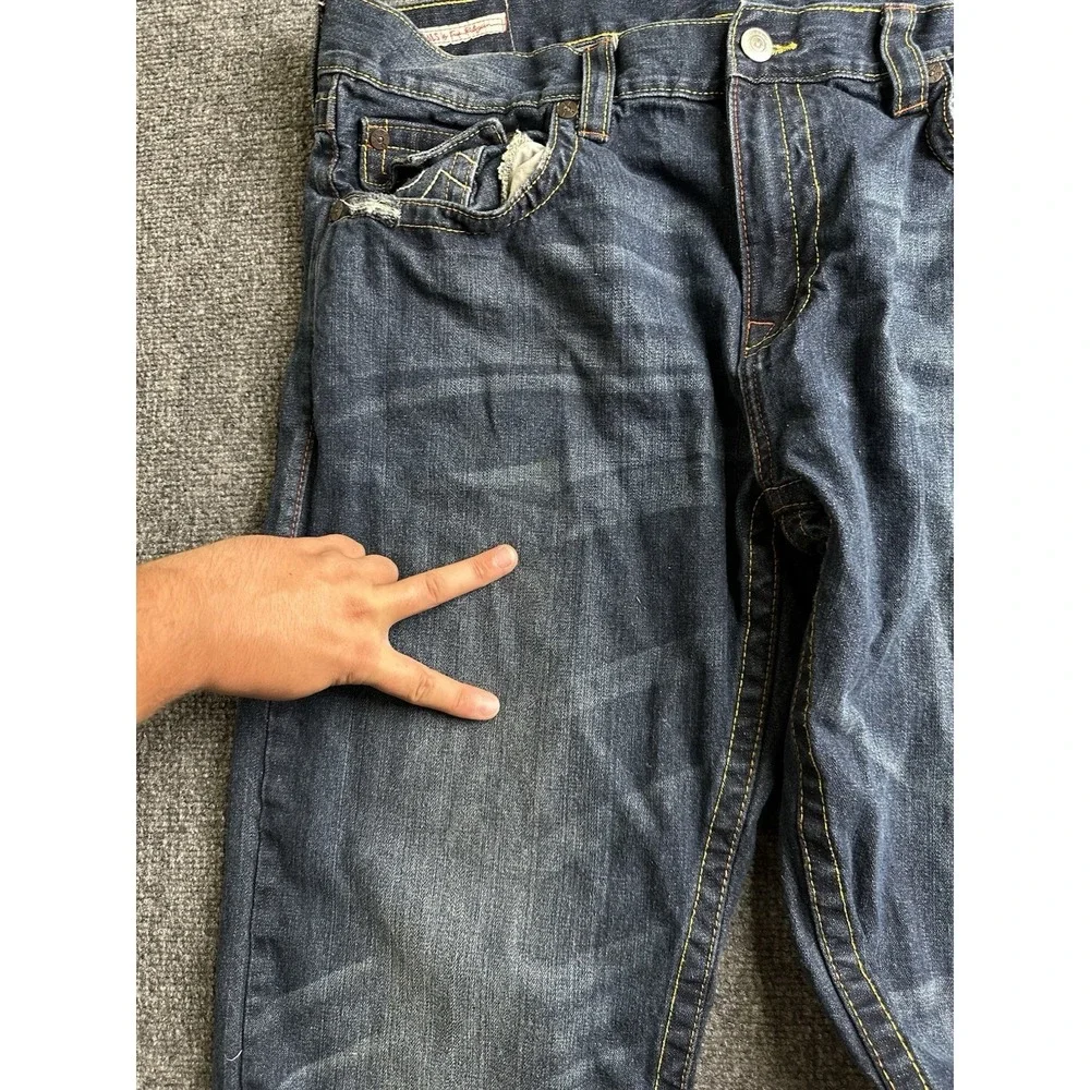 Mens True Religion World Tour Made in USA Blue Denim Jeans, Size 40